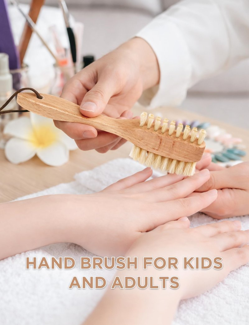 Takavu Nail Brush, Pure Boar Bristles, Natural Wood Handle, Nail Cleaning Brush for Scrubbing Fingernail Toenail Hand Feet, Dual Sided for Regular Manicure Nail Care Hygiene