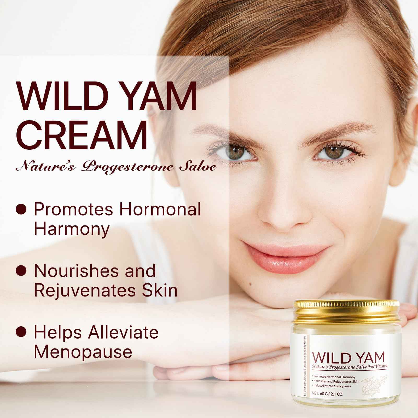 Enriched Wild Yam Cream, Korean Moisturizer Face Cream Anti Aging, Organic Wild Yam Root Cream for Hormone Balance, Estrogen Cream for Women Menopause Face Dryness Relief (2PCS)