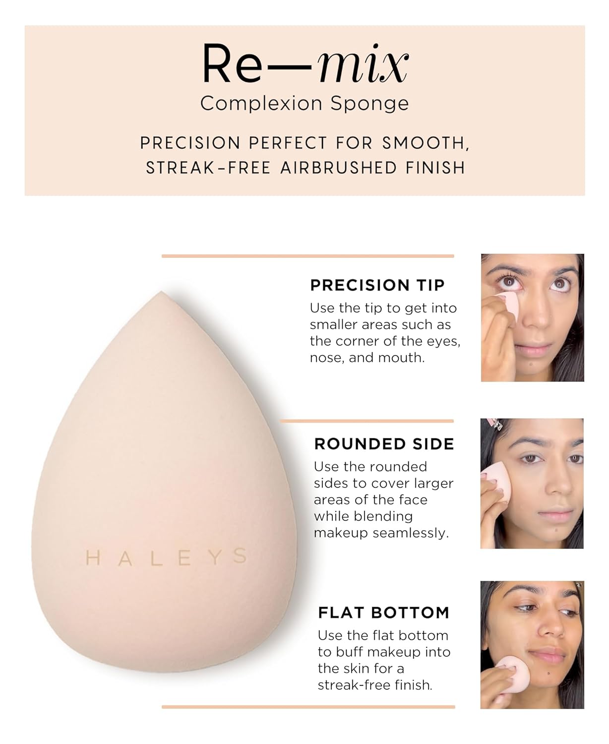 Haleys Re-Wind Concealer & Beauty Blender Set - Full Coverage Brightening Concealer + Latex-Free Makeup Sponge | Light/Medium-Warm, Smooth Soft-Matte Finish