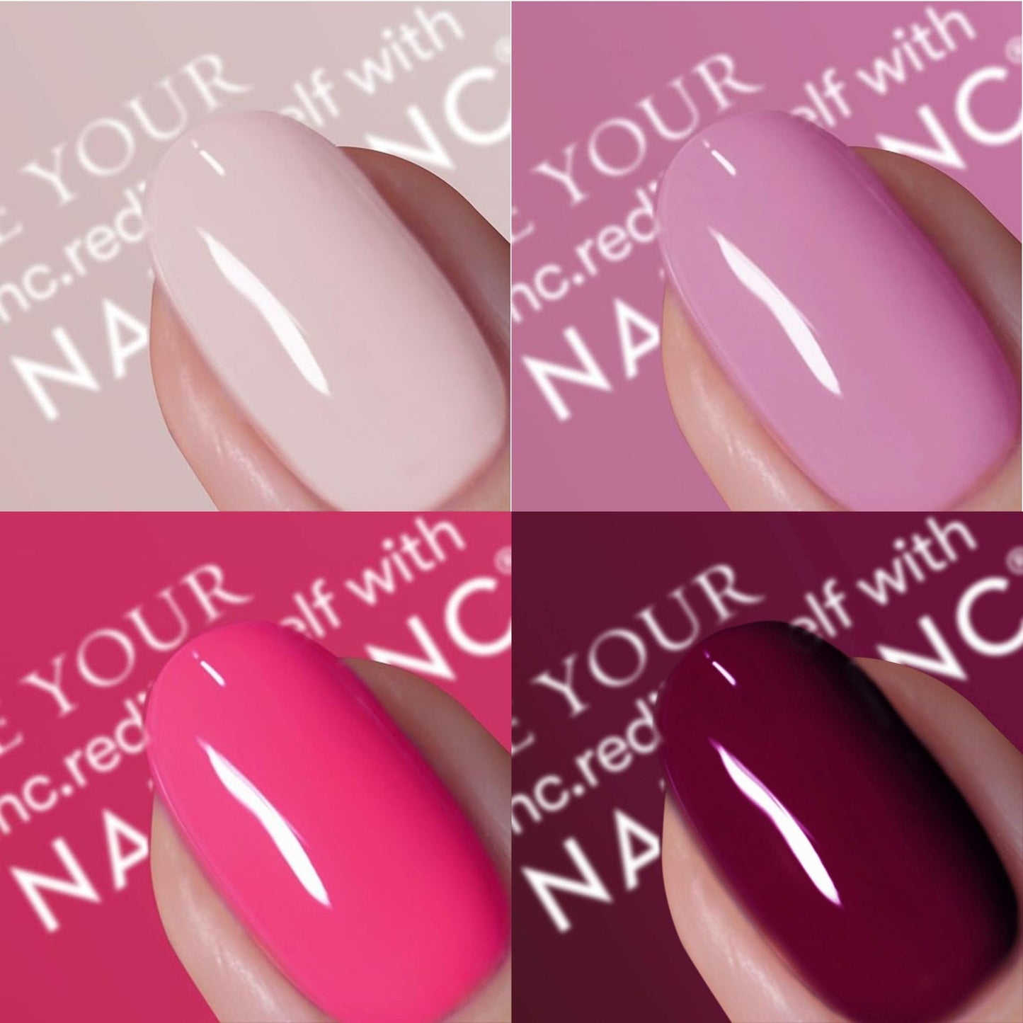 Nails Inc Relationship Status, Blushing Pink Nail Polish, Mothers Day Gift, Long Wearing, High Shine, Rouge, Neon Pink & Rich Berry, Full Coverage, Chip Resistant, Air Dry, Vegan, 4 Piece Set