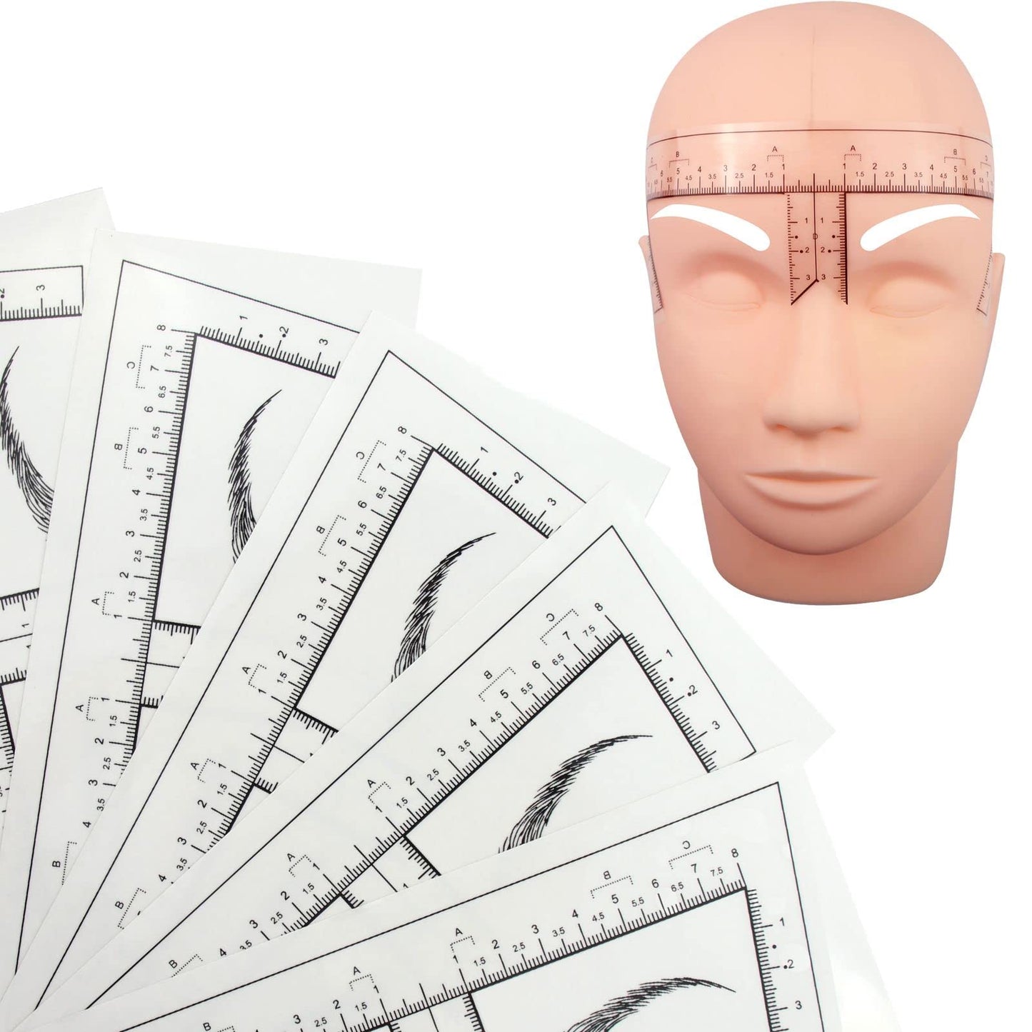 Guapa 50pcs/Pack Eyebrow Ruler with Brow Shape Disposable Microblading Ruler Sticker Adhesive Brows Positioning Measure Tool