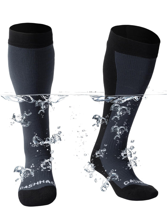 Gash Hao Waterproof Socks Hiking Gear Wading All-Weather Outdoor Sports Fishing Skiing Kayaking Camping Mens And Women（GRAY-M）