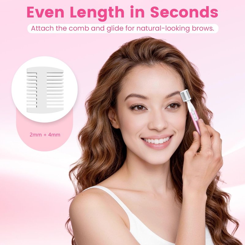 Funstant Upgraded Eyebrow Trimmer, Precision Electric Eyebrow Razor for Women Battery-Operated Facial Hair Remover with Comb No Pulling Sensation Painless for Face Chin Neck, Upper-Lip, Peach-Fuzz