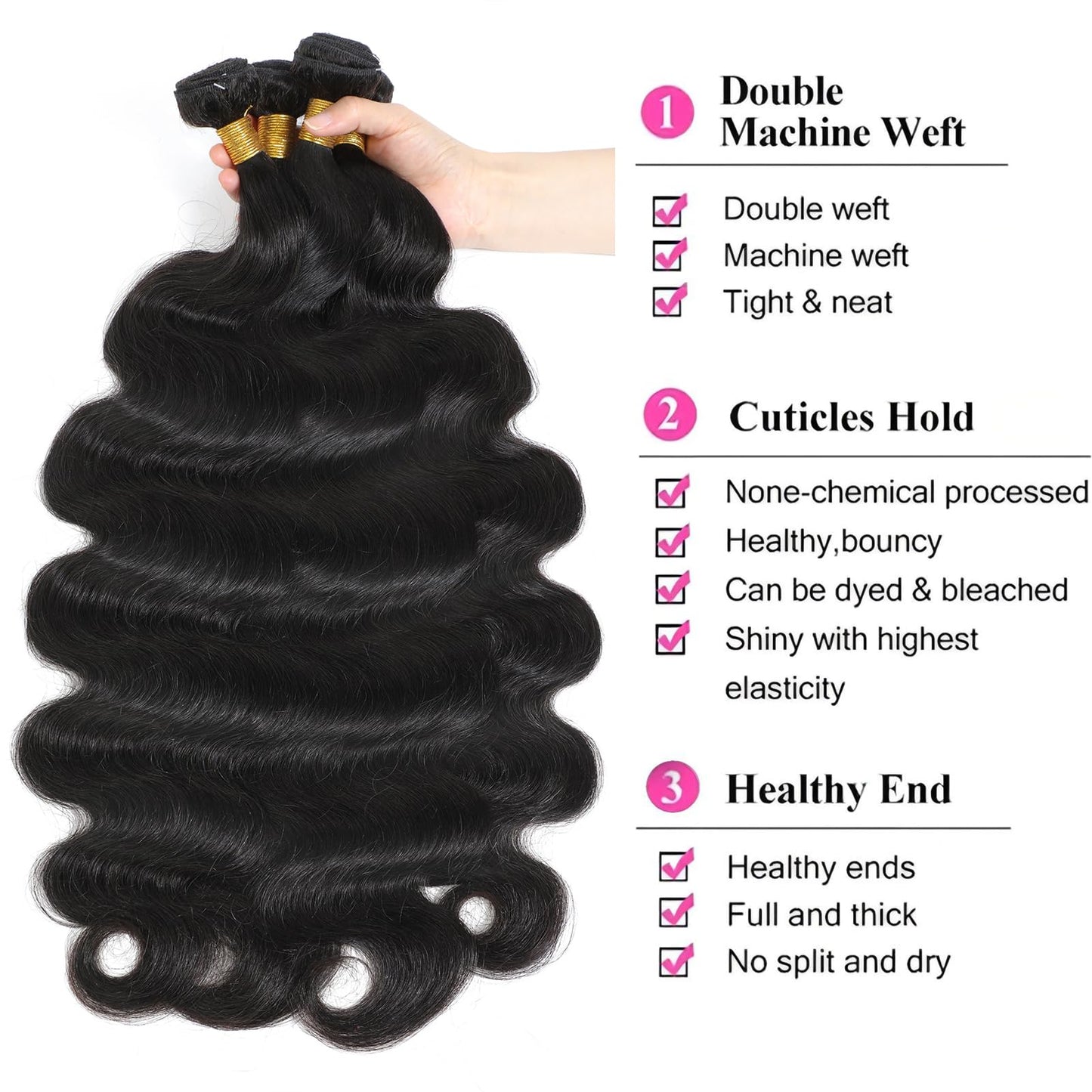 Chikamlty 12A Brazilian Human Hair Bundles Body Wave 20 inch Single Bundle Virgin Hair Bundle Body Wave Bundles Human Hair 100G Natural Black Hair Extensions
