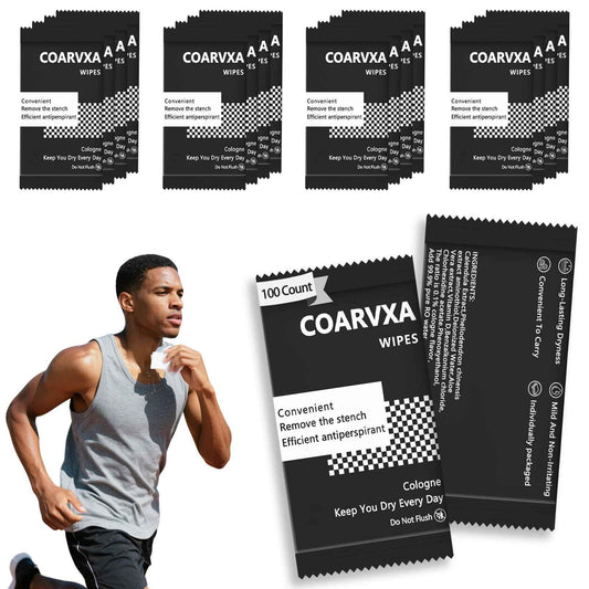 COARVXA Black Cologne Body Wipes 100 pieces of Fresh deodorant Wipes And Travel To Clean Skin And Travel Deodorant Individually Wrap Hypoallergenic Mini Deodorant For Female Male Teenagers