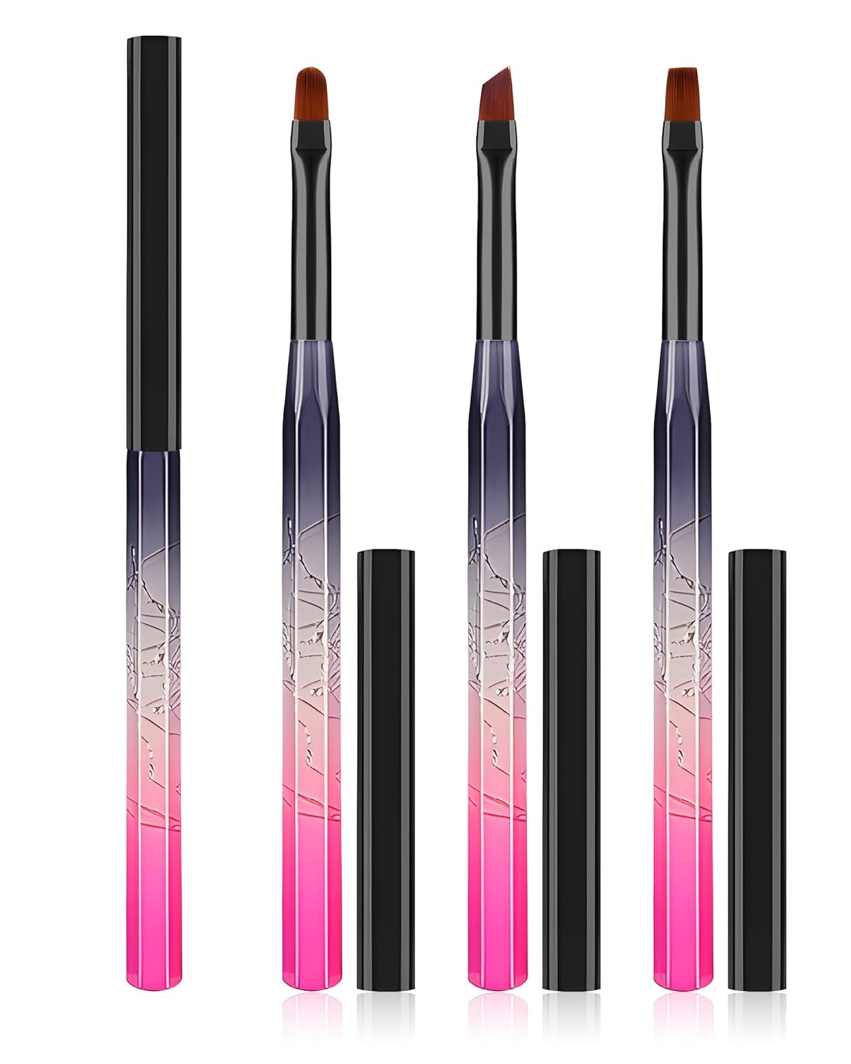 Nail Art Clean Up Brushes Set - 3PCS Acetone Resistant Round, Angled & Flat | Perfect for OPI Nail Polish Remover