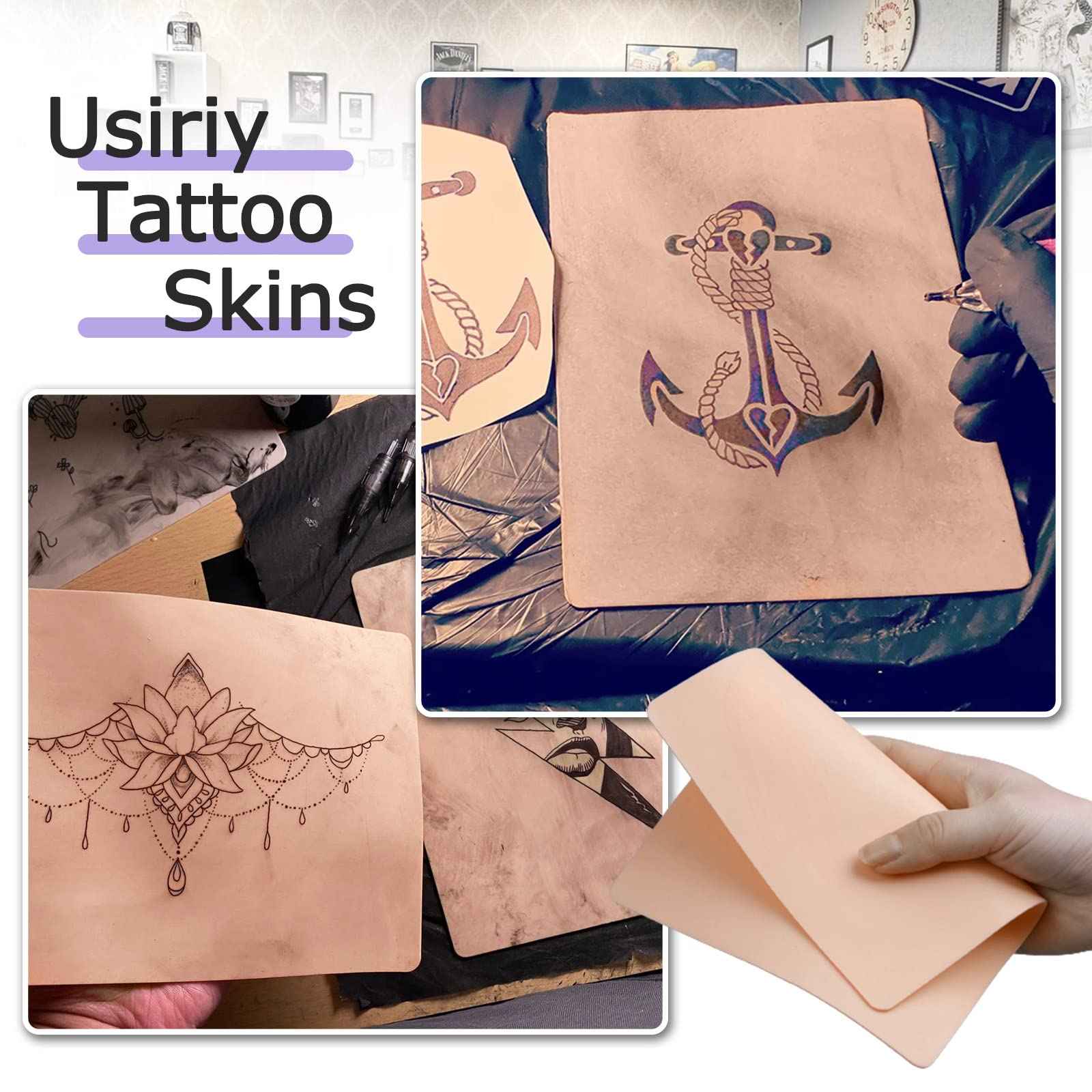 20pcs Tattoo Skin Practice Fake Skins - Usiriy Tattoo Practice Skin 8”x6“ Double Sides Blank Tattoo Skins Tattoo Practice for Beginners and Experienced Artists Tattoo Supplies