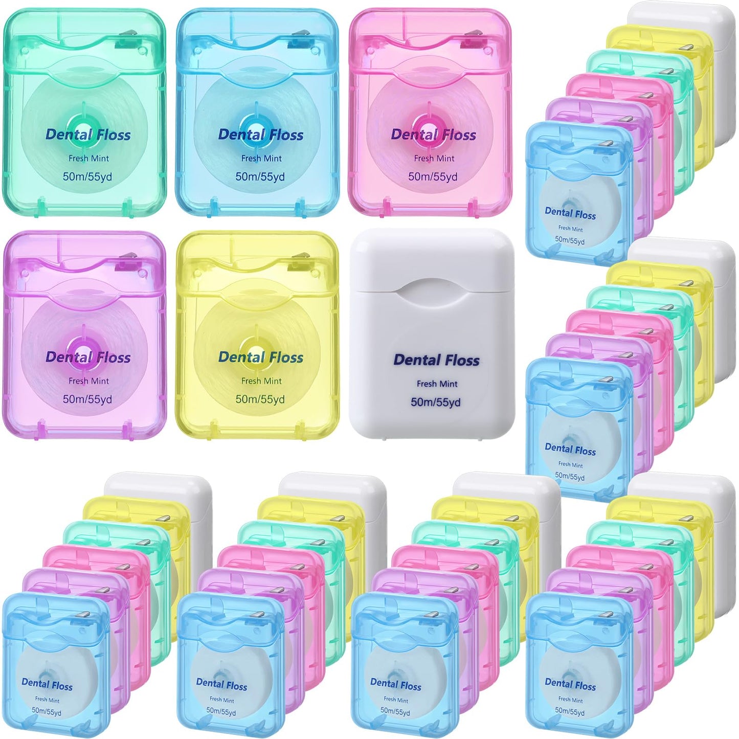FillTouch 36 Pack Mini Dental Floss Bulk Mint Flavored 50m Each Travel Dental Floss Oral Care for Teeth Protection(Colorful)