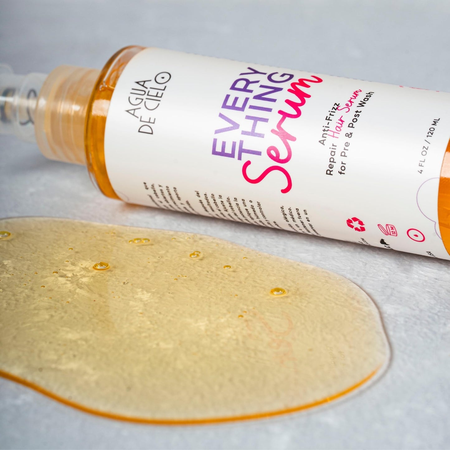 Agua de Cielo Everything Serum - Pre & Post Wash Anti-Frizz Hair Serum Infused With Castor, Macadamia & Argan Oil, Nourishes, Hydrates & Protects, Great for Hair Frizz Control - 4 Oz