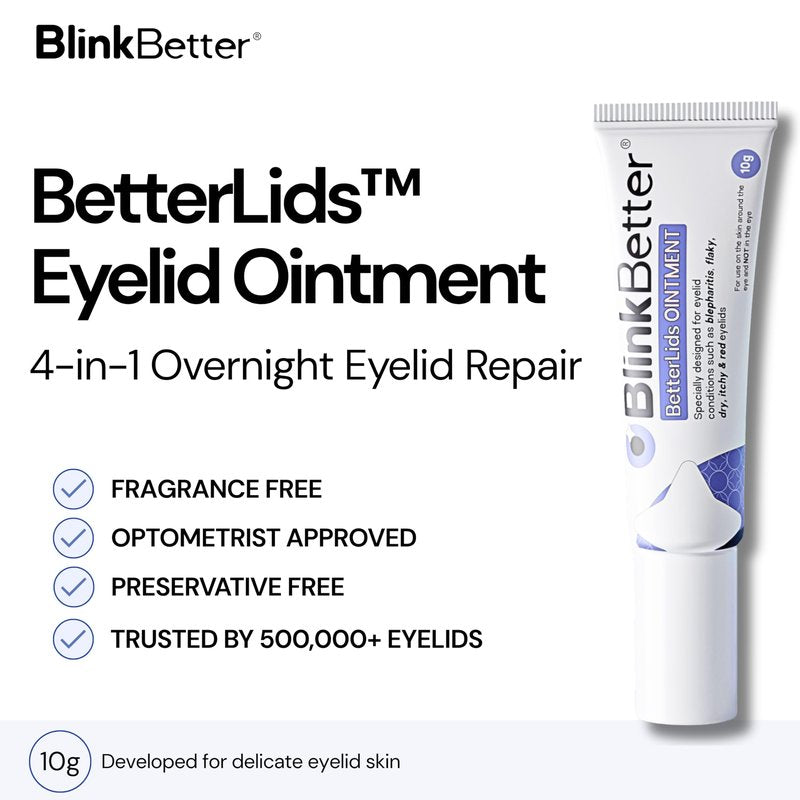 BlinkBetter BetterLids Eyelid Ointment for Dry, Itchy & Sensitive Eyelids – Deep-Moisturising Oat Complex with Shea Butter & Panthenol to Hydrate, Nourish & Soothe Delicate Eyelid Skin – 0.34 oz