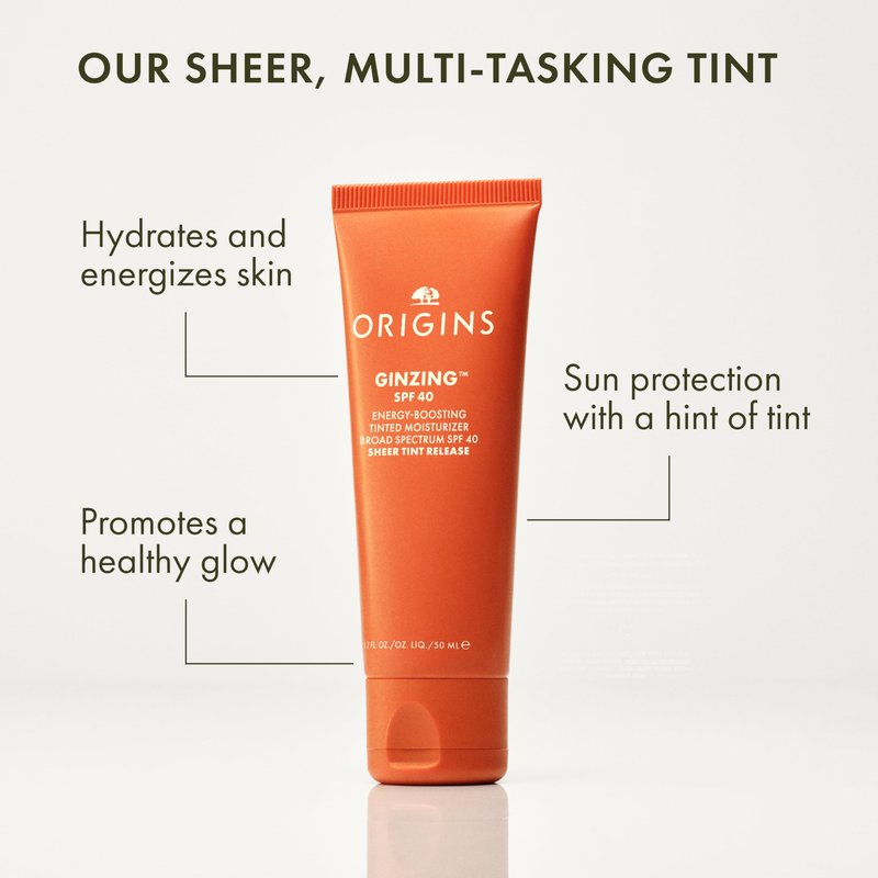 Origins GinZing Energy-Boosting Tinted Moisturizer with SPF 40 | Hydrates & Perfects | Skin Tint with Caffeine and Ginseng, 1.7 Fl Oz