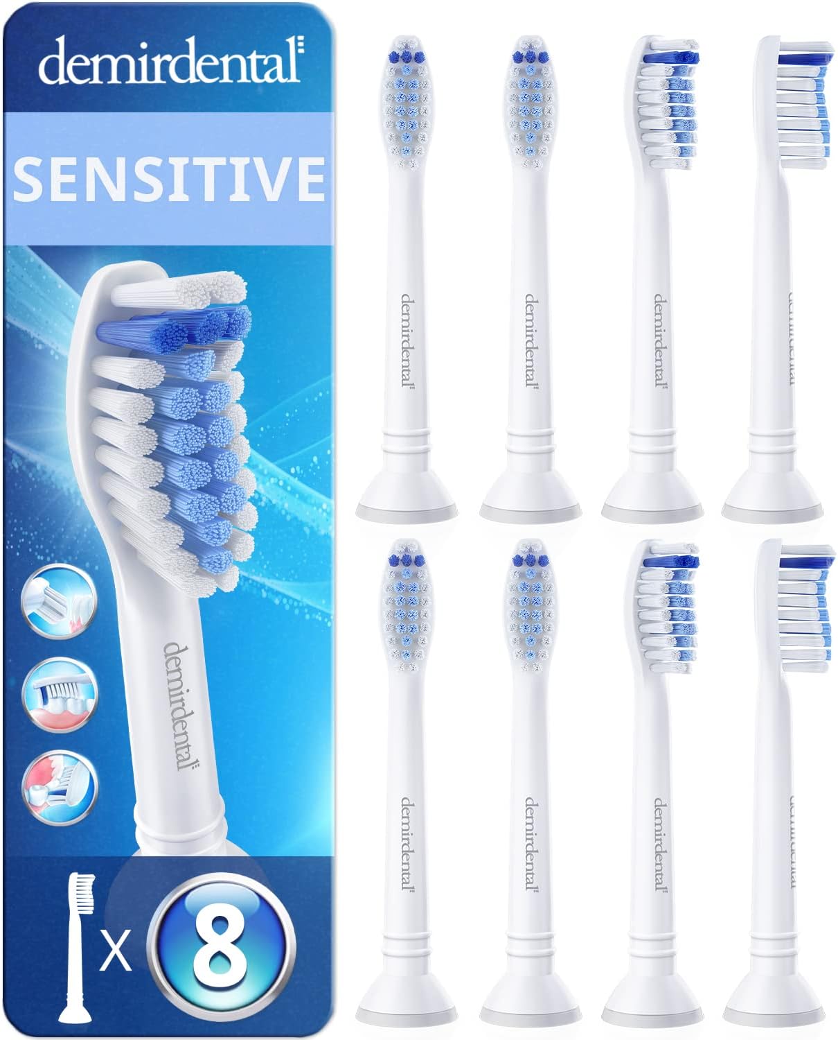 Toothbrush Heads for Sensitive Gums | Compatible with Philips Sonicare - Soft Replacement Heads - 8 Pack