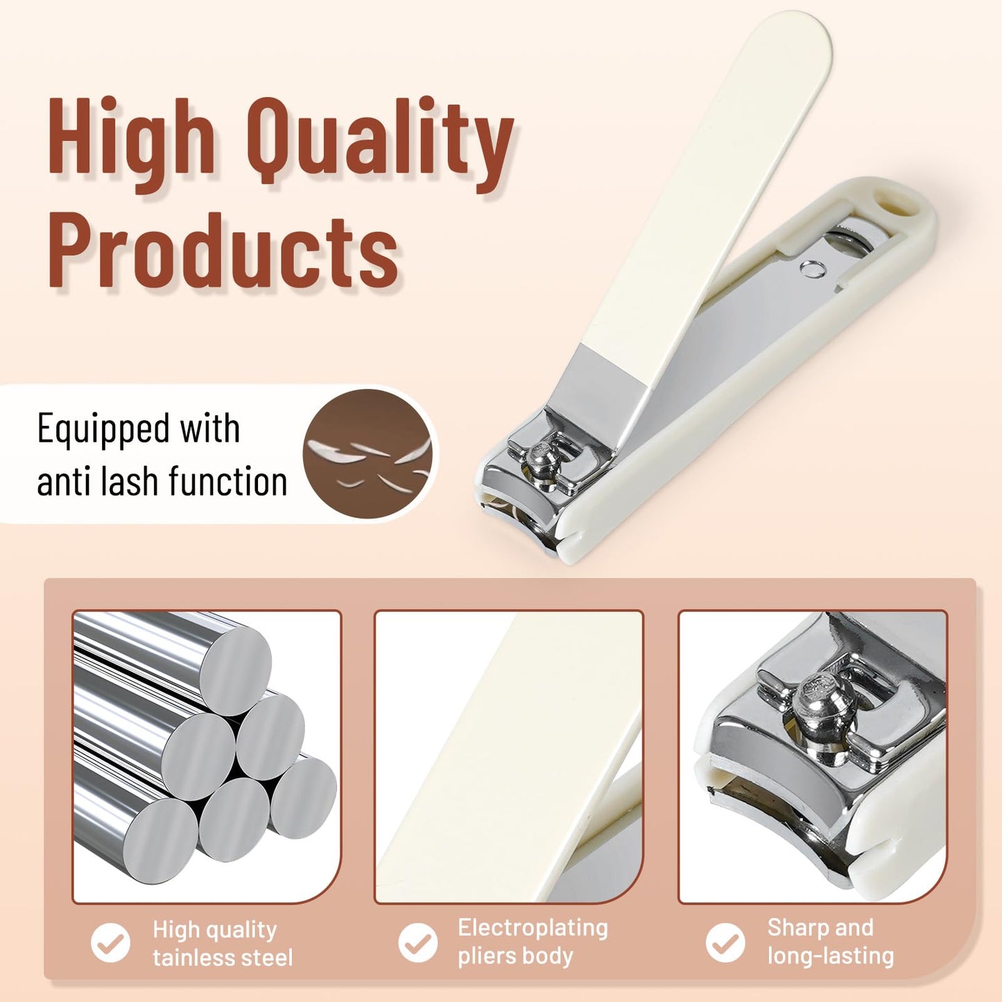 SHANCHAHUA Nail Clipper Set for Men and Women, 7 Pcs Toenail Clippers, Stainless Steel Fingernail Clipper, and Travel Case Manicure Set, Gift Ideas (Beige)