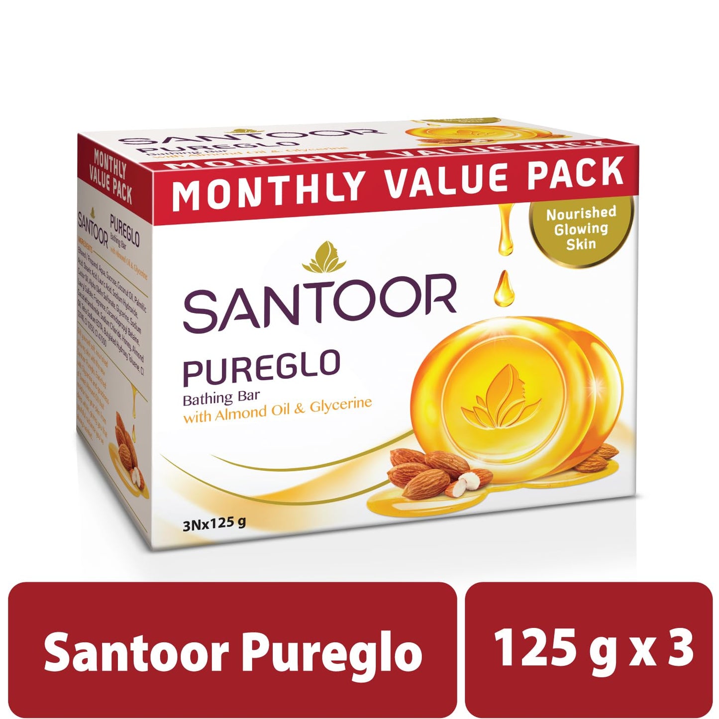 Santoor PureGlo Glycerine Soap, 125g