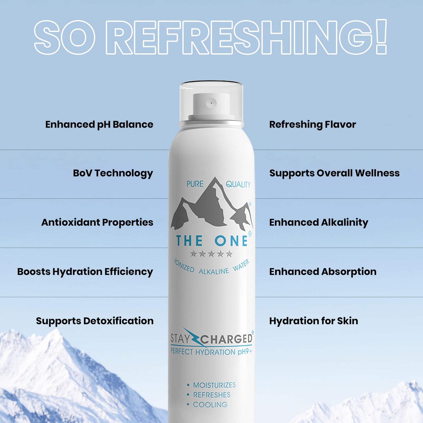 THE ONE Ionized Alkaline Water | Pure Hydration | Alkaline pH for Refreshing Hydration | Facial & Body Mist