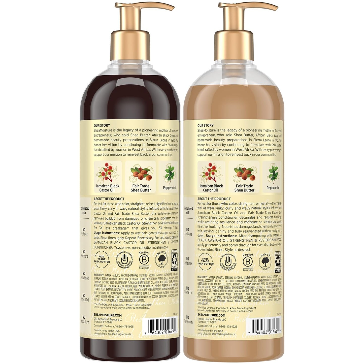 Jamaican Black Castor Oil Shampoo & Conditioner Set - Strengthen & Restore | 24 Oz Each