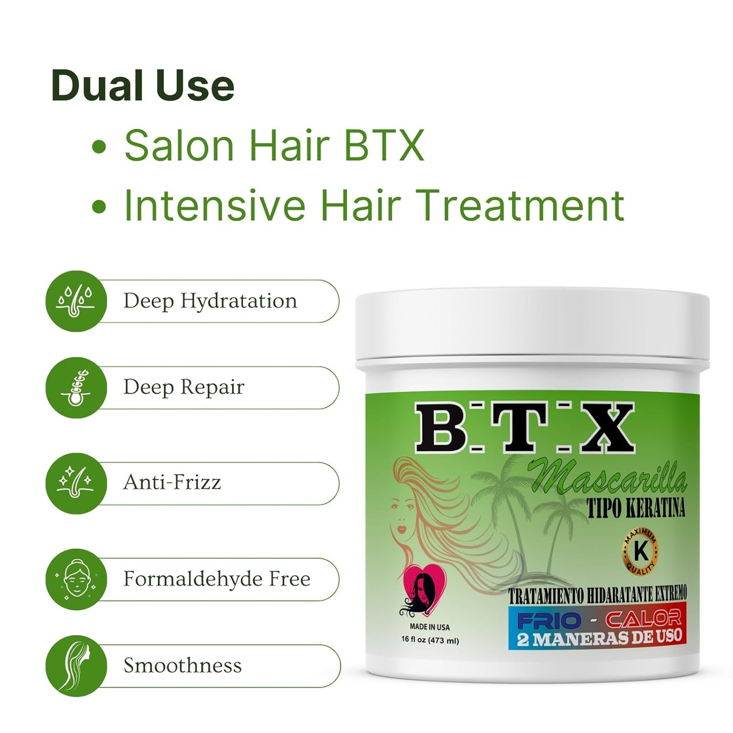 Kachita Spell BTX Hair Treatment - Deep Conditioning Keratin Mask for Dry, Frizzy Hair | 16 fl oz, Formaldehyde-Free