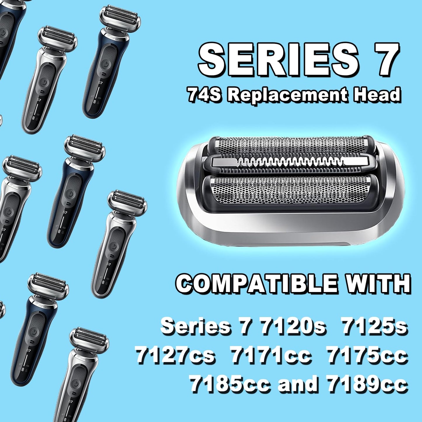 Braun Series 7 Electric Shaver Replacement Head - Compatible with 7120s, 7125s, 7127cs, 7171cc, 7175cc, 7185cc, 7189cc