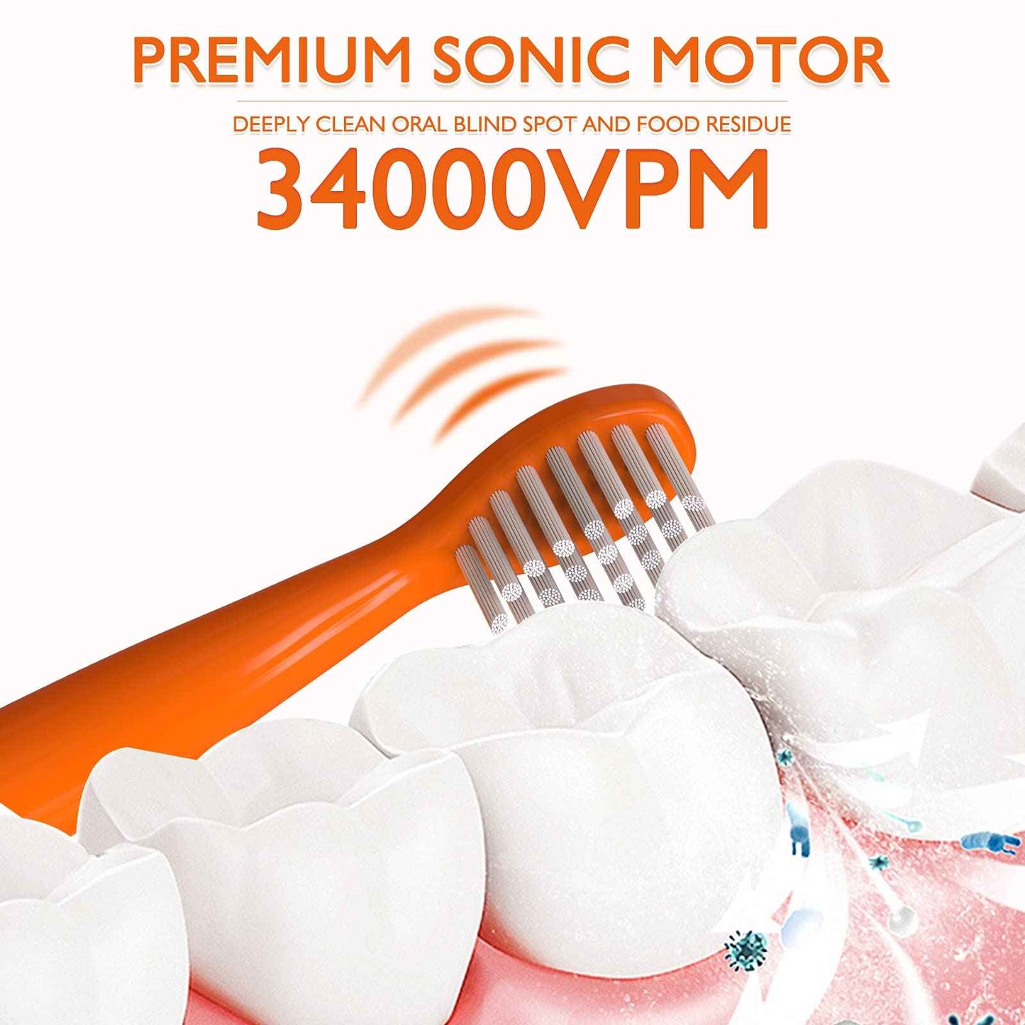 Kids Sonic Electric Toothbrush, Rechargeable Smart Toothbrush for Children Toothbrush for Toddlers Age 3-12 with 30s Reminder, 2 Mins Timer, 6 Modes, 2 Brush Heads (8660 Orange+ 6 Heads+ Holder)