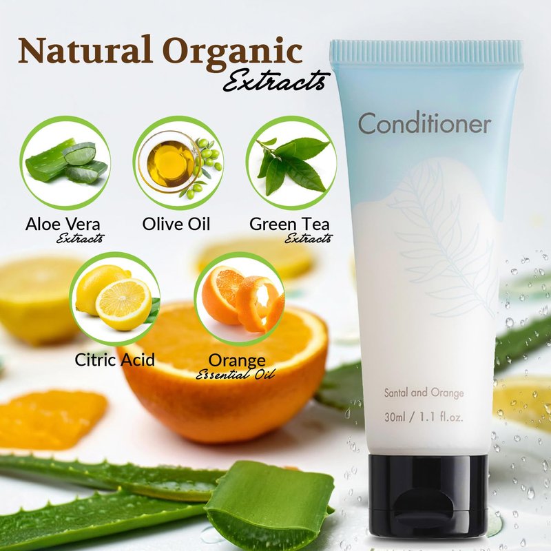 NISGUR Double Sealed Hotel Conditioner Bulk 100 Pack Individually Wrapped Travel Size Conditioner Aloe and Green Tea Extract Infused Hotel Supplies and Toiletries for Guest