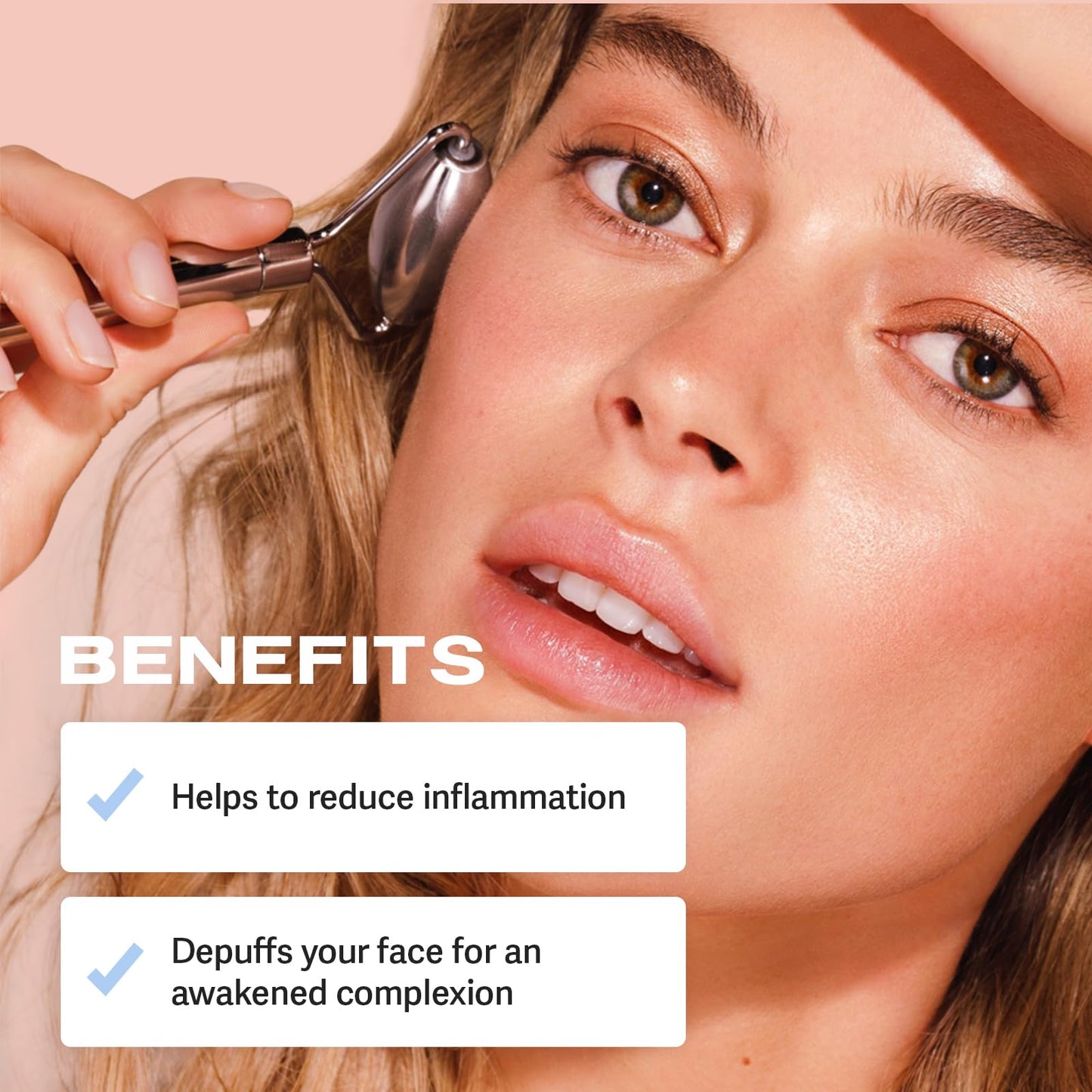 Sacheu Stainless Steel Face Roller Skin Care and Lymphatic Drainage — Cooling Metal Roller for Puffiness, Wrinkles, and Face Lifting, Dual-Sided Facial and Eye Massager, Includes Travel Pouch