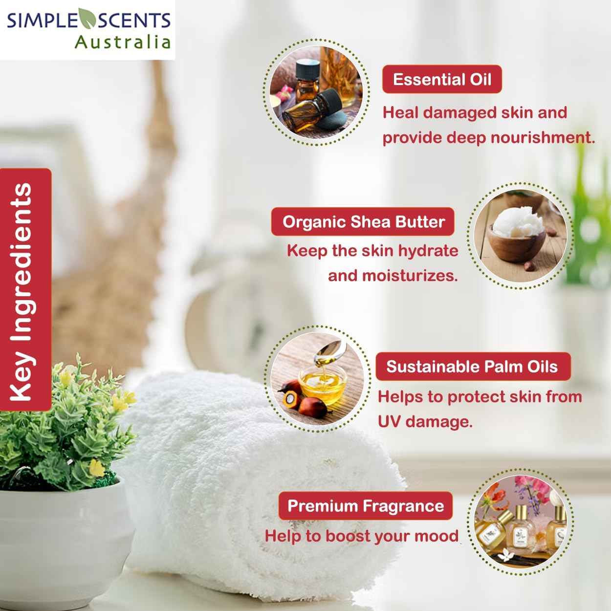 Simple Scents Australia Assorted 6 PCS Natural Soap Bars, Assorted Citrus Delights, 3.5oz Each Moisturizing French Triple Milled Soap Bars Enriched with Shea Butter, Pure Plant Oil Body Soaps