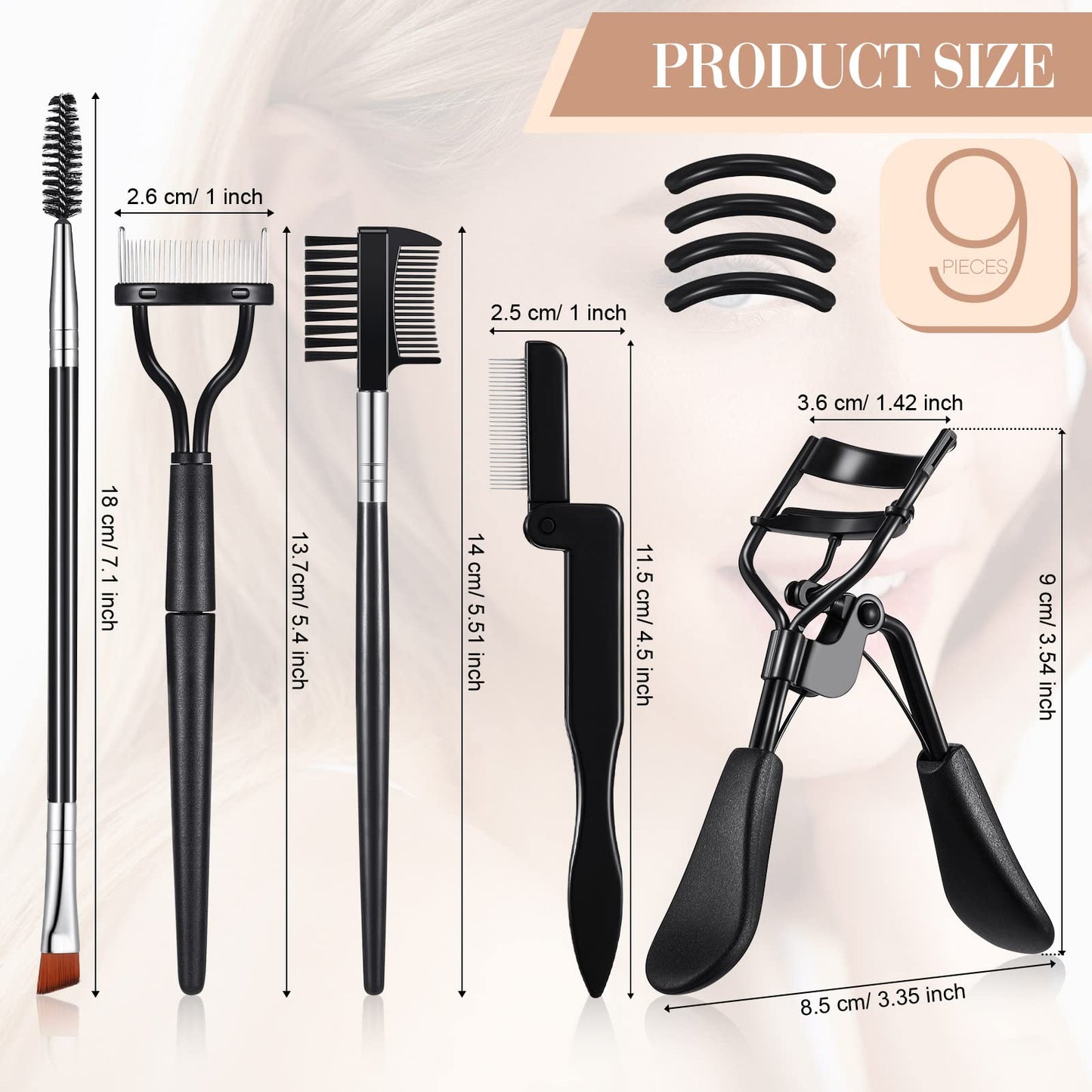 Perthlin Eyelash Curlers with Comb Eyebrow Brush Kit for Women Lash Curler Eyelash Comb Seperator Mascara Brushes Eyebrow Brush and Comb Silicone Refills Pads