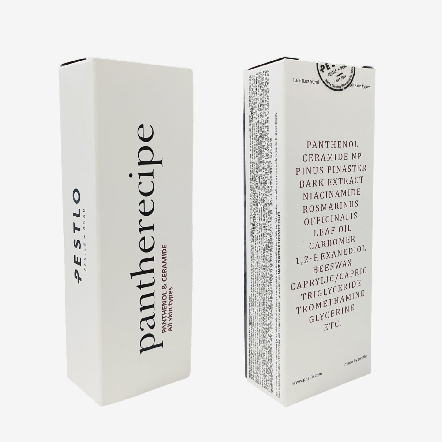 PESTLO Pantherecipe Cream 1.69 fl.oz./50ml - Hydrating & Soothing with Ceramide and Panthenol - Moisturizes, Strengthens Skin Barrier, EWG Green, Lightweight, Non-Greasy, for Day & Night
