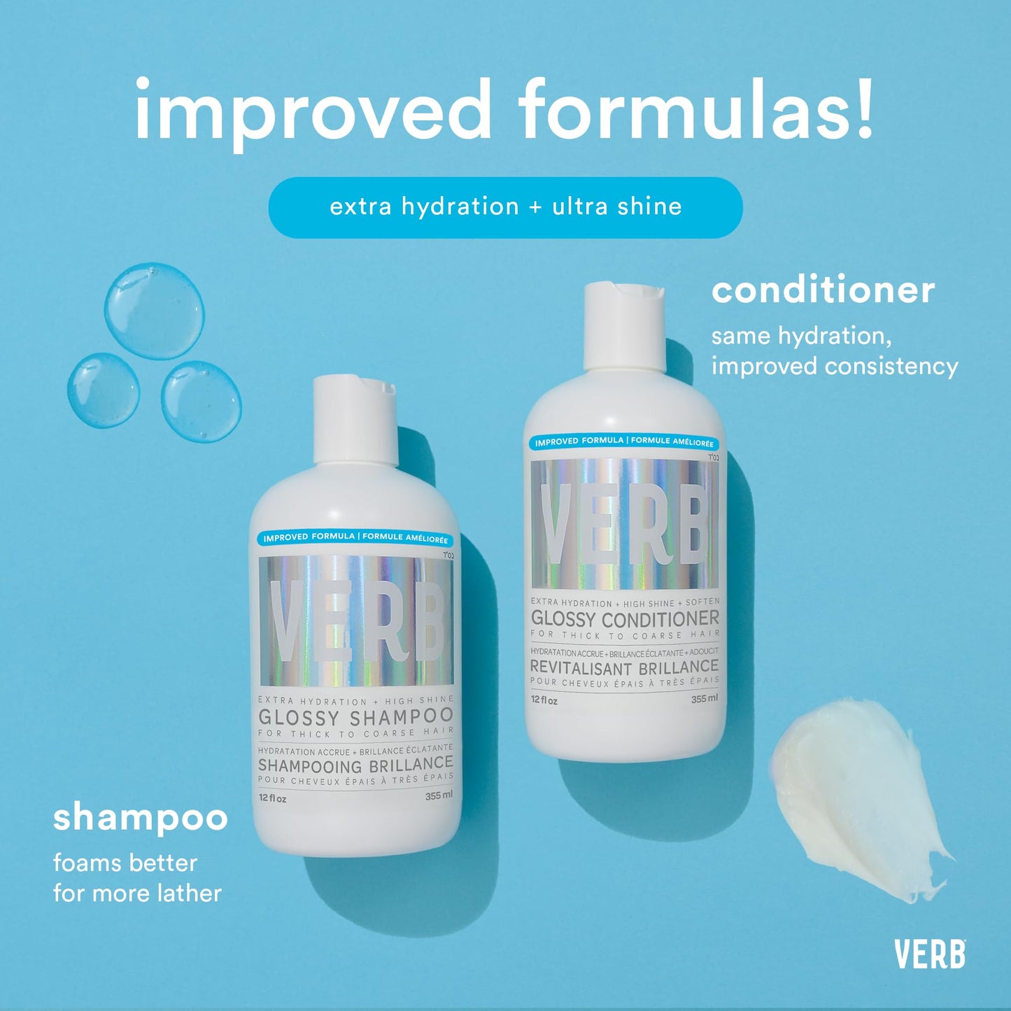 VERB Glossy Shampoo, 12 fl oz – Cleanses + Adds High Shine for Thick to Coarse Hair – Vegan, No Parabens or Harmful Sulfates