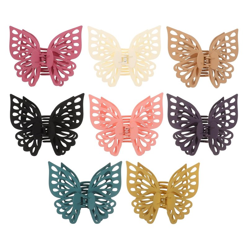 KALLORY Butterfly Hair Clips - 8 Large Claw Clips for Women & Girls | Stylish Hair Accessories