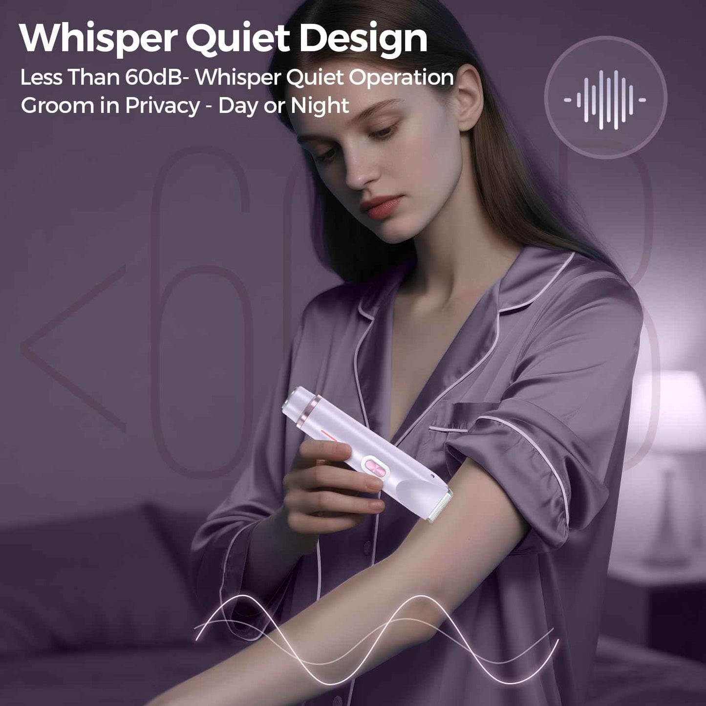 Bikini Trimmer for Women – 2-in-1 Electric Razor with Dual Heads, Ceramic Blades, Wet & Dry Use, USB Rechargeable, Skin-Friendly Shaver for Bikini Line, Underarms & Sensitive Areas – Lavender Purple