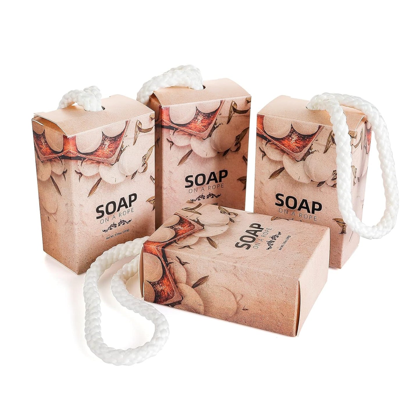 Men's Bar Soap - Natural Soap On A Rope | 4-Pack, 200g Each for Body & Face Care