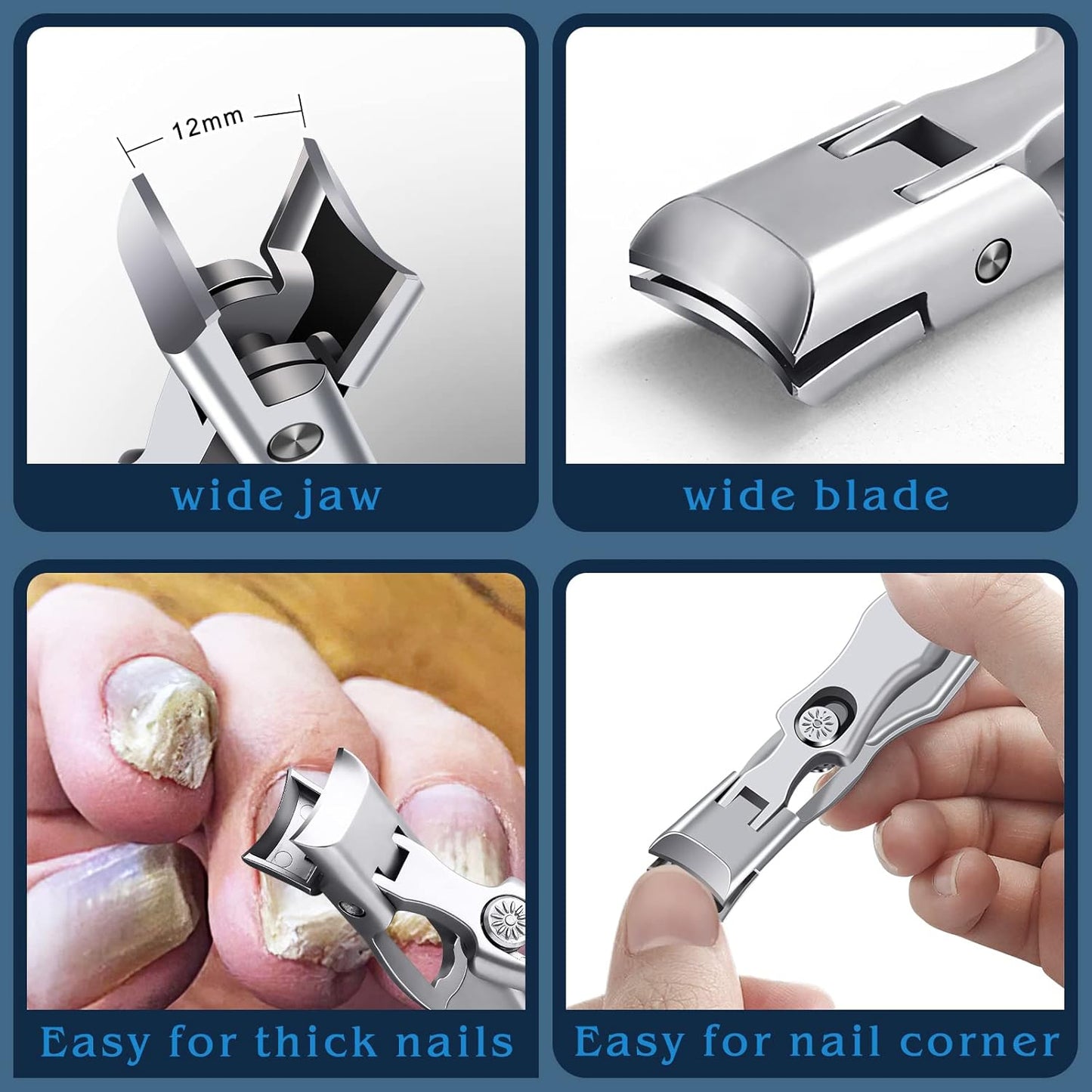 German Nail Clippers - Heavy Duty Toe & Fingernail Clippers for Thick Nails | Ultra Sharp Stainless Steel, Portable Design