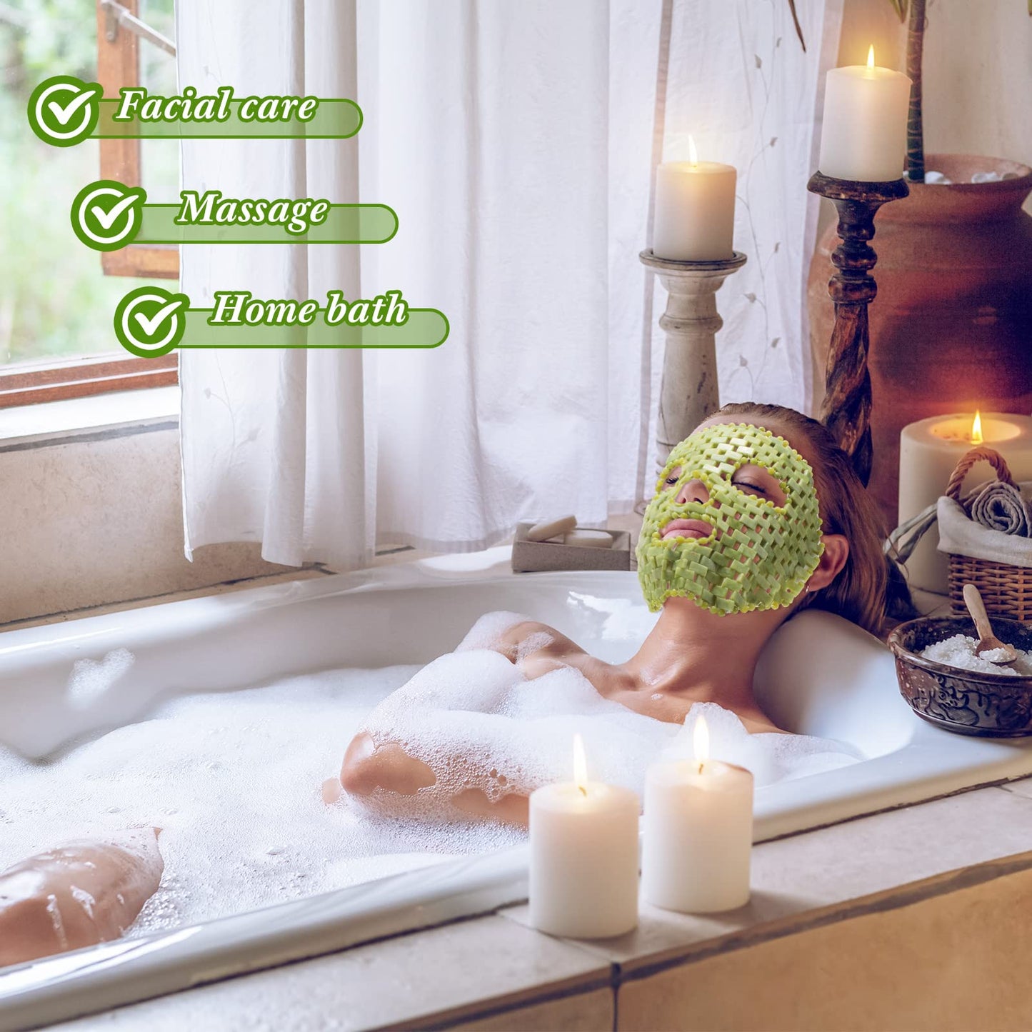 Patelai Jade Facial Mask, Jade Sleep Natural Stone Green Facial Cooling Mask, Beauty Skincare Massage Tools for Alleviate Puffiness Face Massage Puffy Eyes Dark Circles