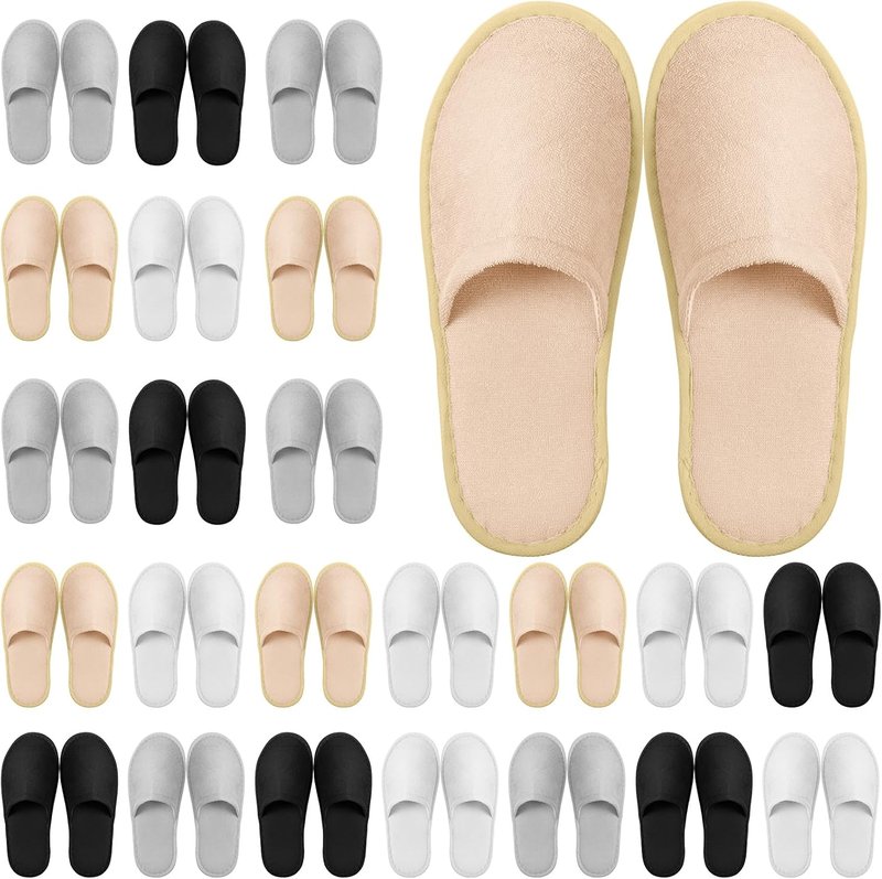 Disposable Slippers for Guests - 24 Pairs Cotton Soft Spa House Slippers | Ideal for Weddings & Travel