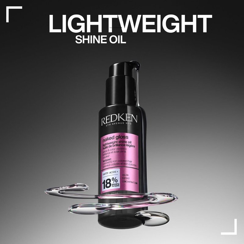 Redken Naked Gloss Shine Hair Oil - Lightweight Frizz Control & Color Vibrancy | Omega-9 Infused for Dull Hair