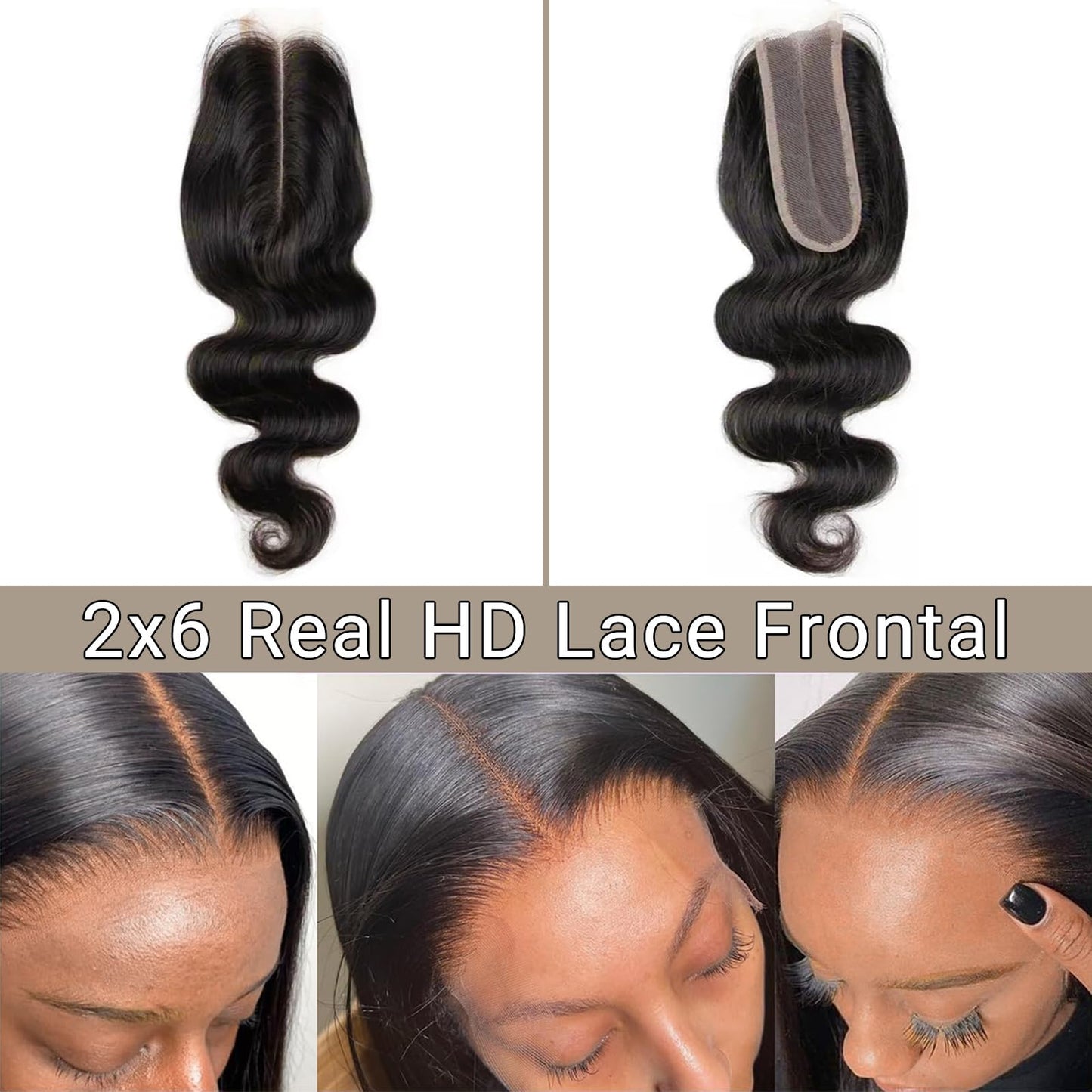 QDOMEIAI 20 Inch Real HD Lace Closure 2x6 Body Wave Human Hair – Ultra-Thin Melt Swiss Lace, Single Knot Pre-Plucked with Baby Hair