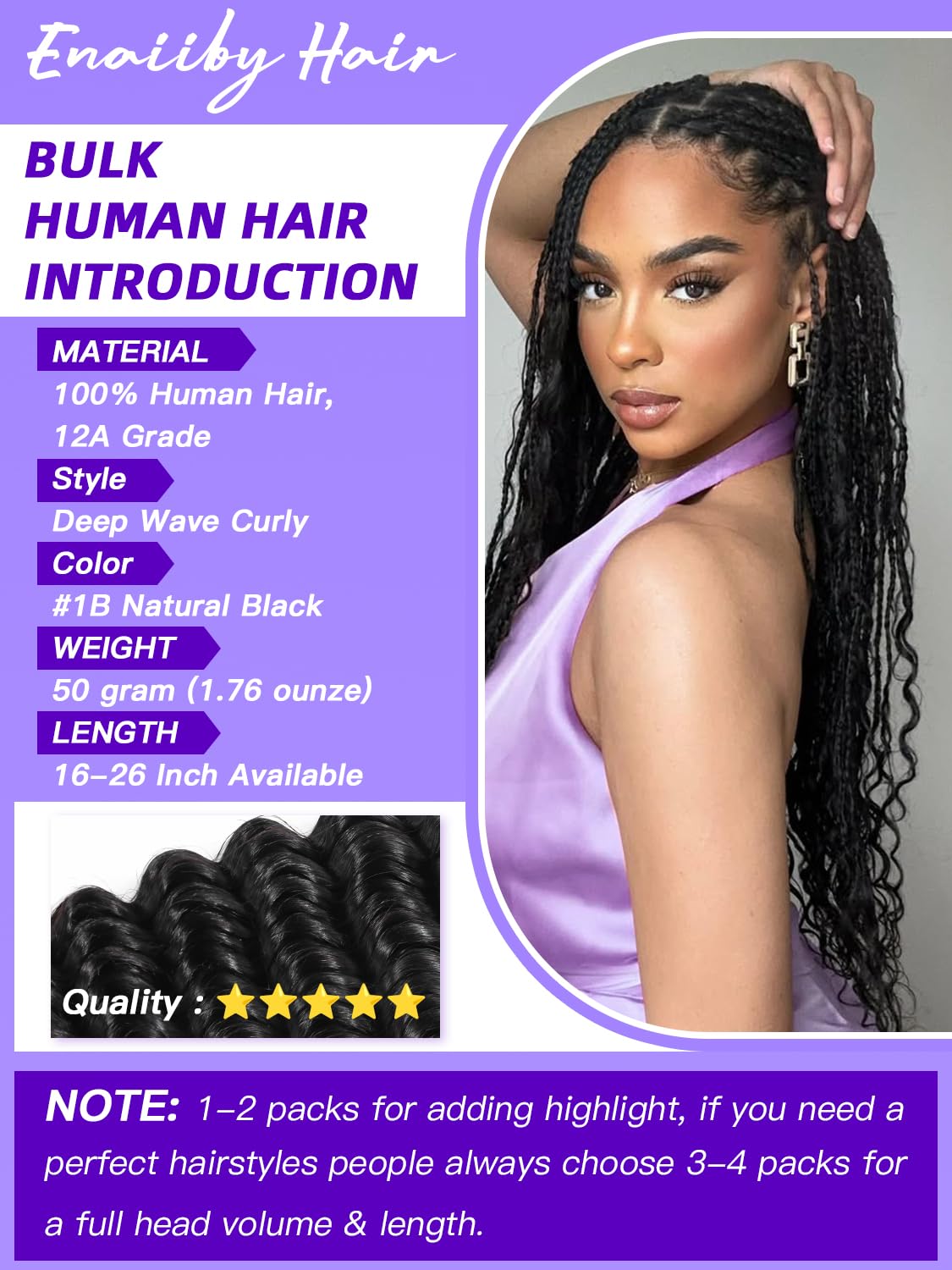 Enaiiby 4/27 Boho Human Hair Braiding Hair Bulk 50g 24 Inch, Deep Wave Ombre Honey Blonde Curly Bundles Human Hair for Boho Knotless Braids, 12A No Weft 100% Unprocessed Brazilian Virgin Hair