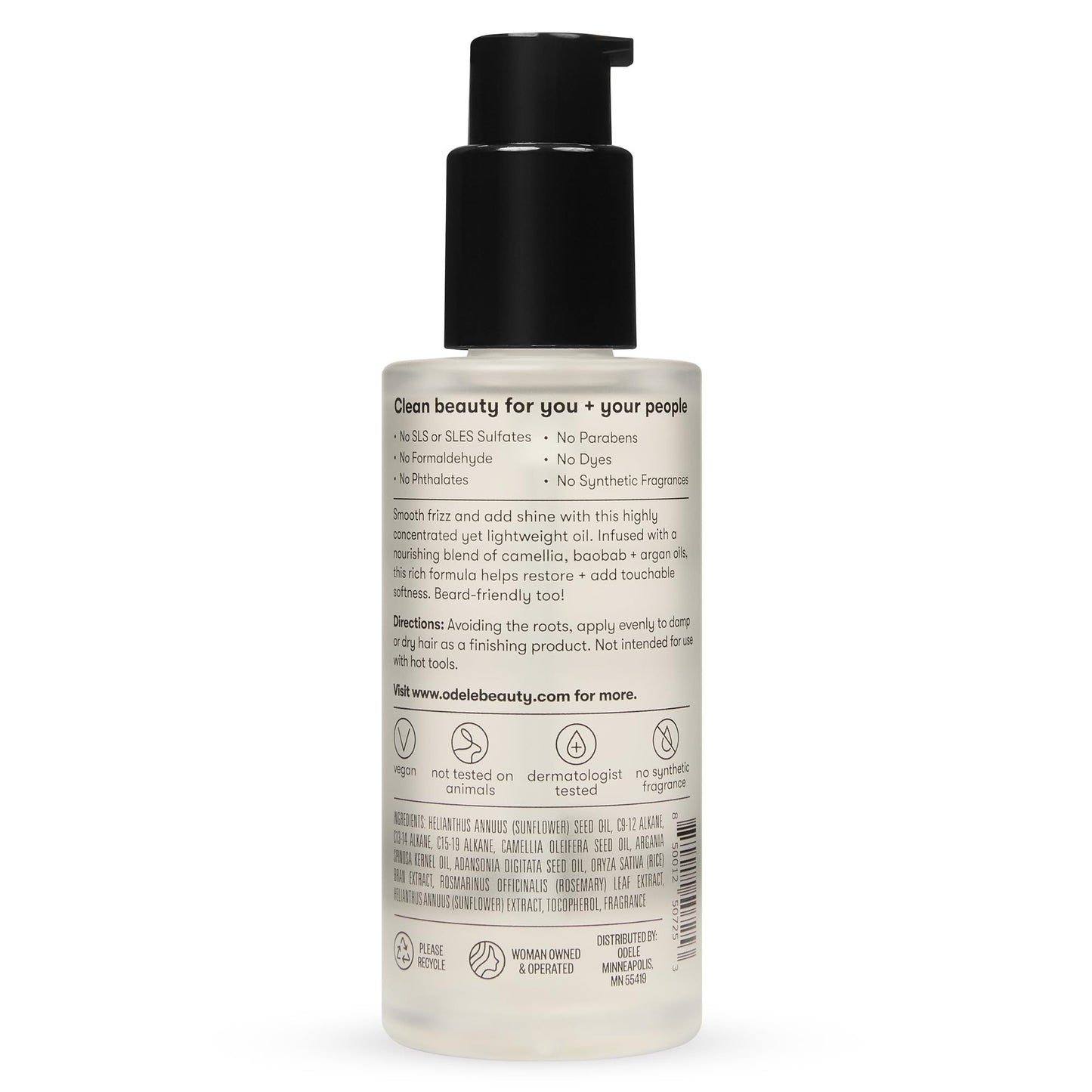 Odele Hair Oil with Baobab & Argan Oils, Lightweight to Smooth Frizz, Add Shine & Hydration, for All Hair Types, 1.7 Fl Oz