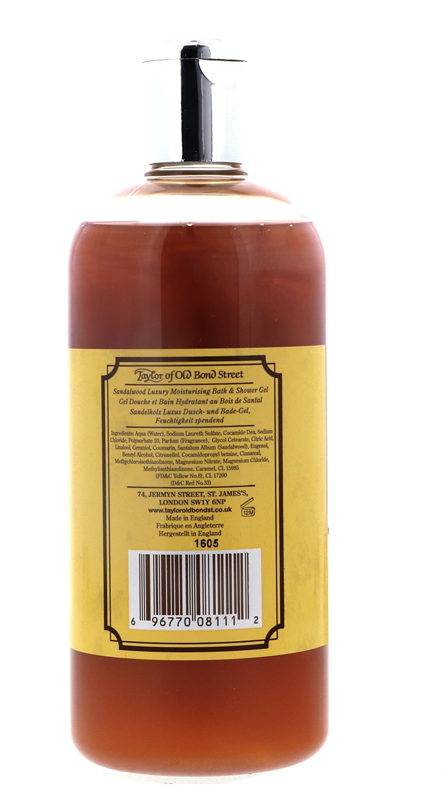 Taylor of Old Bond Street Sandalwood Moisturizing Bath and Shower Gel, 500 ml