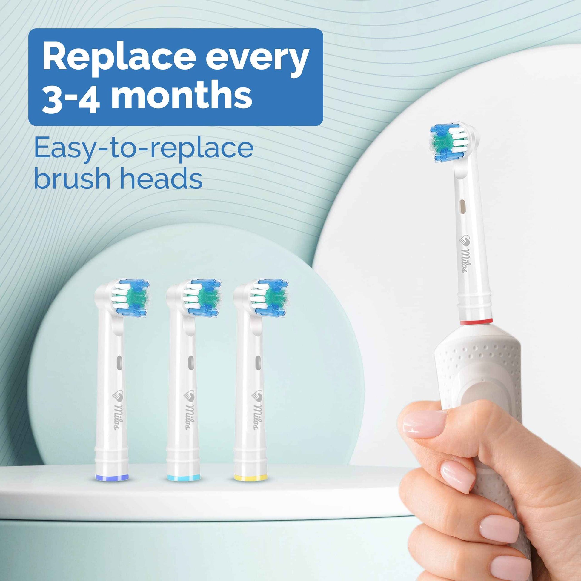 Replacement Toothbrush Heads Compatible with Oral B Braun - 16 Pack Milos Professional Electric Toothbrush Heads Deep Clean Brush Heads Compatible with Oral-B 7000/Pro 1000/9600/ 5000/3000/8000