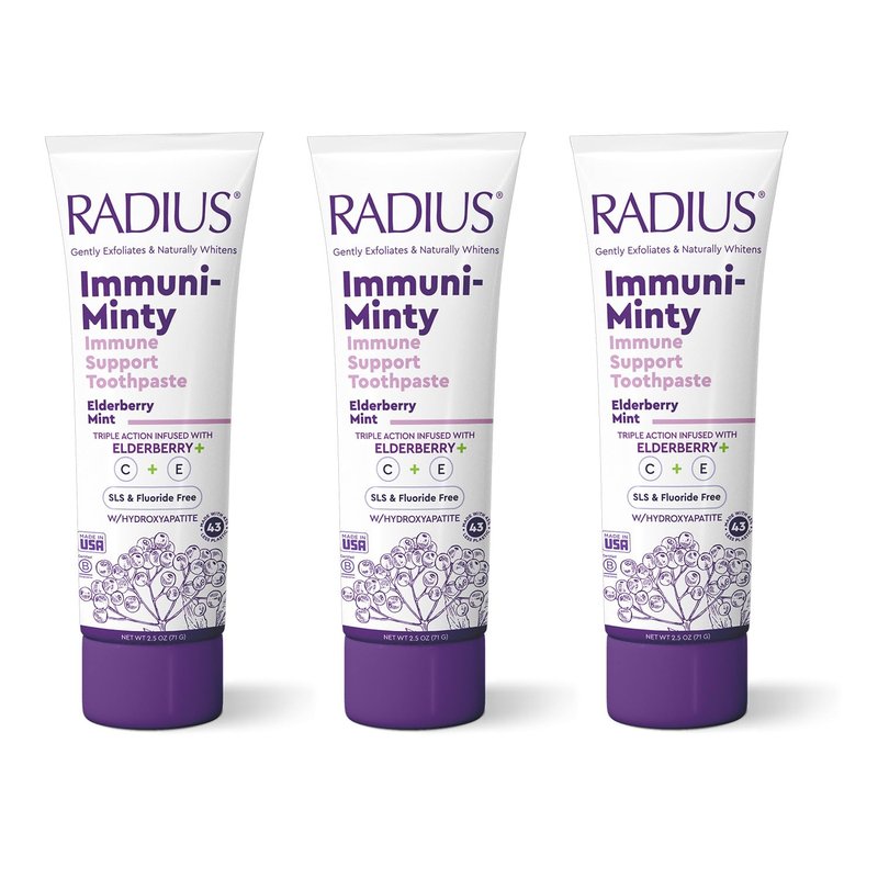 Radius ImmuniMinty Immune Support Toothpaste 2.5 Oz - Elderberry Mint - Pack of 3