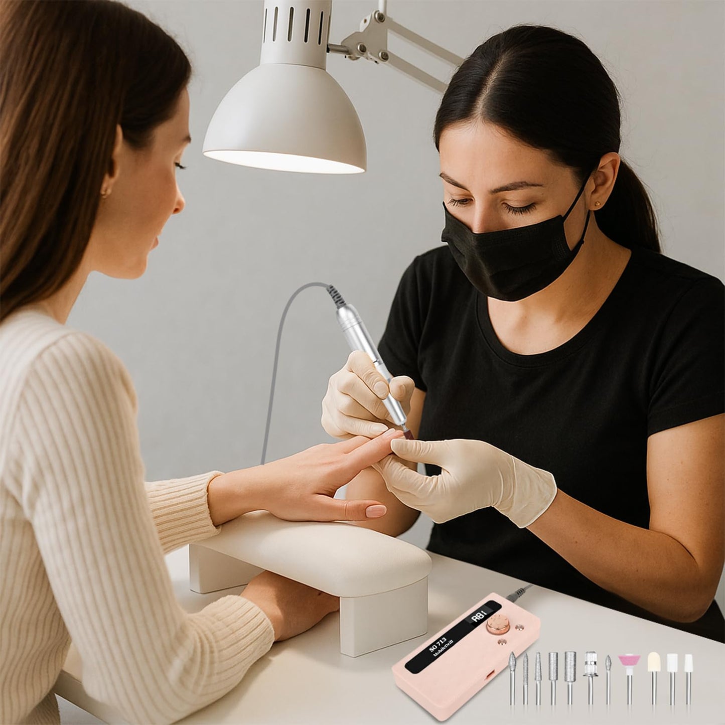 Electric Nail Drill - 45000RPM Portable Nail Drill丨Rechargeable Nail E-File Kit with 11 Bits & Base丨LED Screen丨Ultra-Silent, Rechargeable Nail Drills Machine for Acrylic Nails Gel Polishing(White)