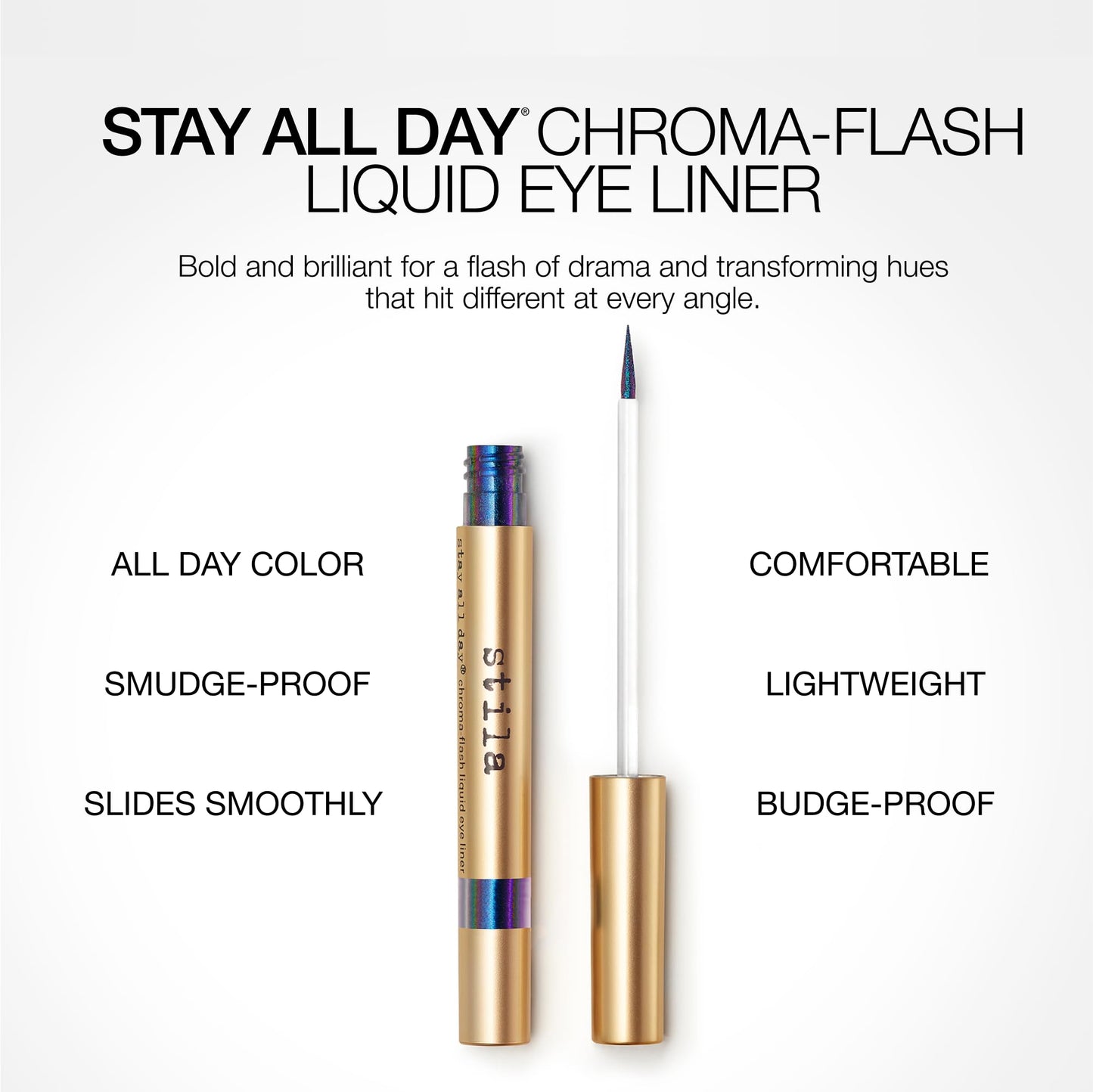stila Stay All Day® Chroma-Flash Liquid Eye Liner | Long-Wear Shade-Shifting Metallic Liner with Chrome Finish | Smudge-Proof, Fade-Resistant | Precision Brush Tip | Bold, Multi-Dimensional Color