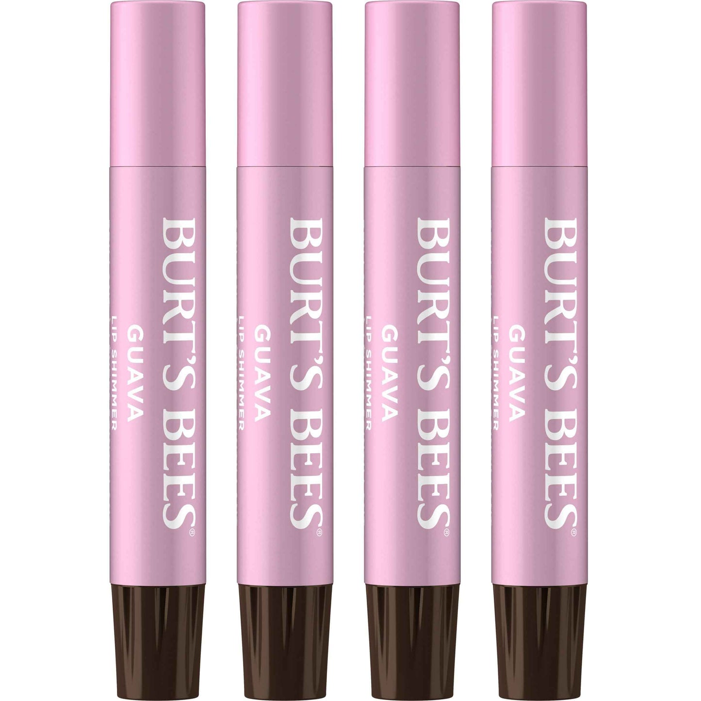 Burt's Bees Shimmer Lip Tint Set, Tinted Lip Balm Stick, Moisturizing for All Day Hydration with Natural Origin Glowy Pigmented Finish & Buildable Color, Guava (4-Pack)