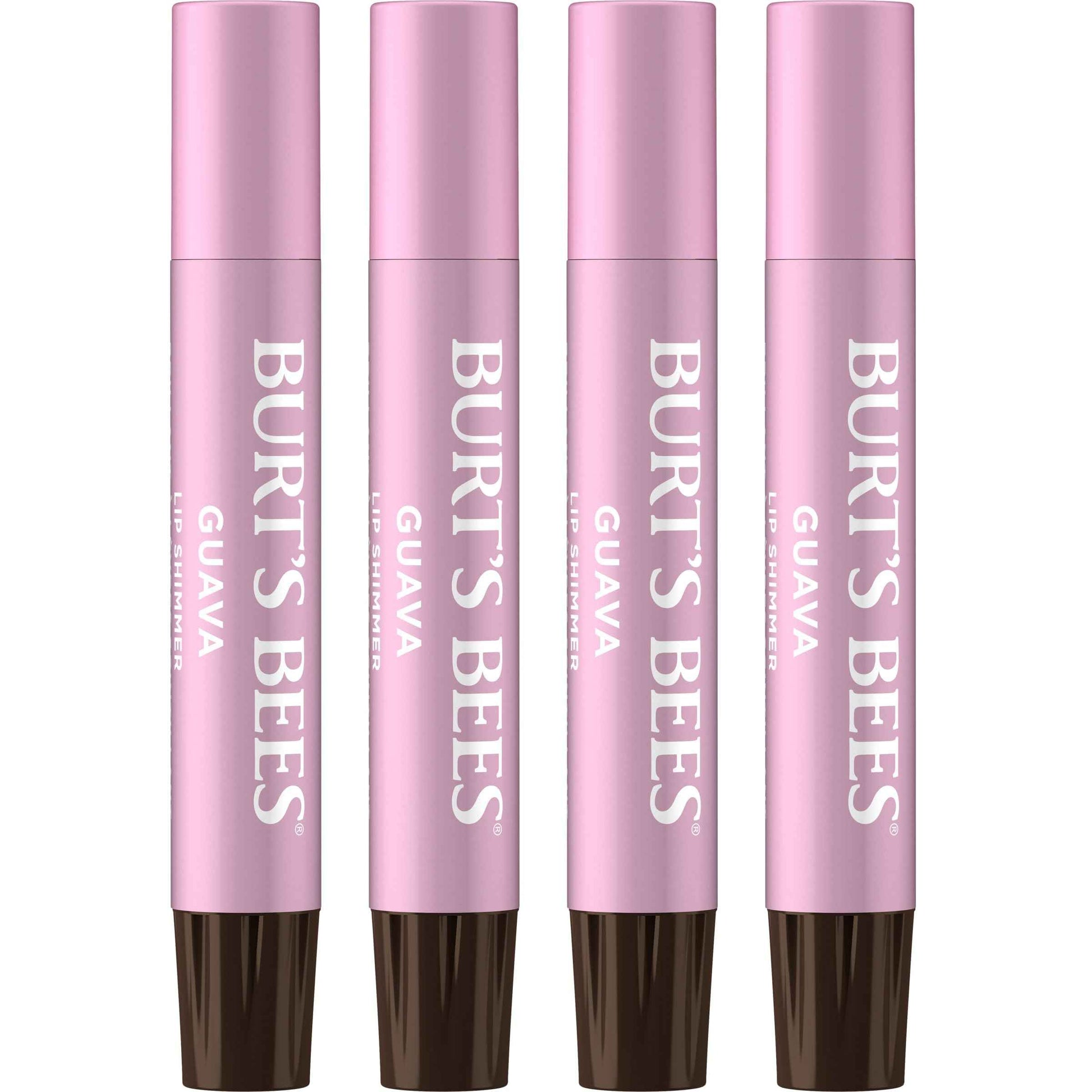Burt's Bees Shimmer Lip Tint Set, Tinted Lip Balm Stick, Moisturizing for All Day Hydration with Natural Origin Glowy Pigmented Finish & Buildable Color, Guava (4-Pack)