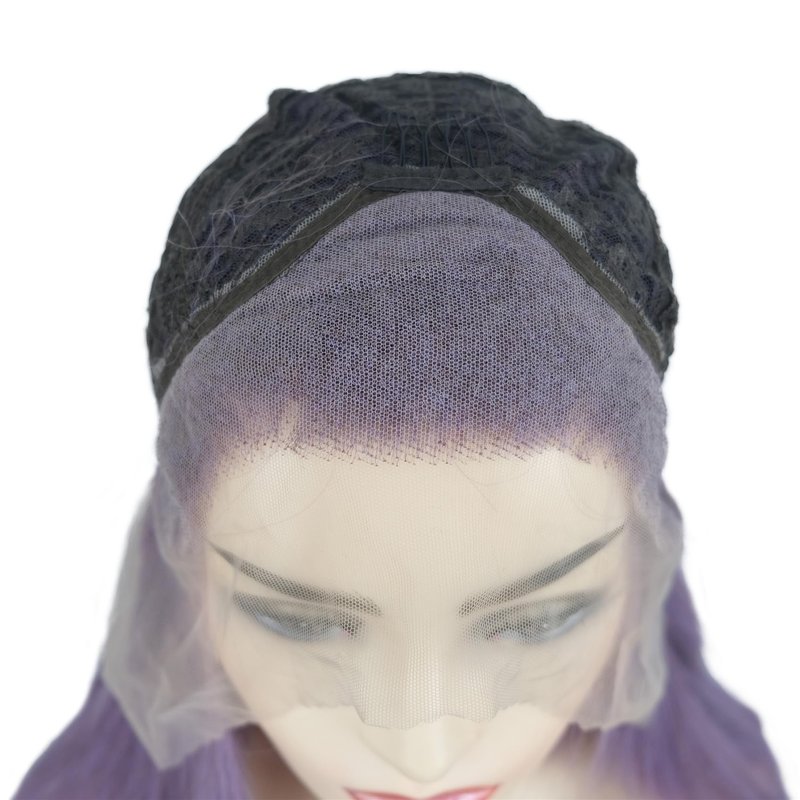 Wiginway Long Straight 13x3 Lace Front Wigs Synthetic Wigs Natural Looking Hair for Girls Women Cosplay Wigs Halloween Costume Party (Purple)