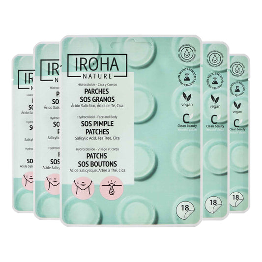 IROHA NATURE Hydrocolloid Pimple Patches with Salicylic Acid (90 Count - Pack of 5), Tea Tree & Centella Asiatica | Reduces Pimples Quickly and Effectively in 8h | Acne Patches