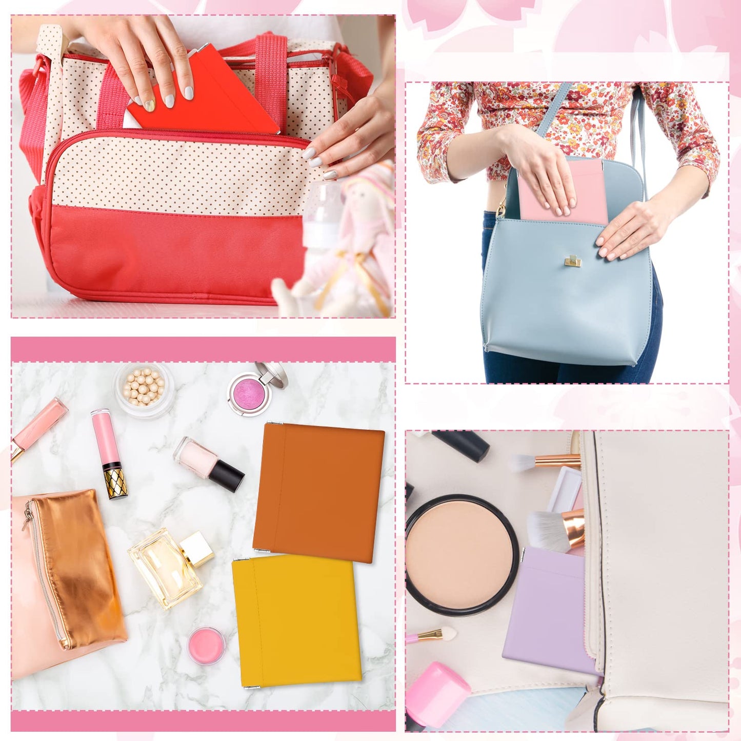 BBTO 15 Pcs Small Makeup Bag for Purse Mini Leather Pocket Cosmetic Bag Waterproof Portable Makeup Pouch No Zipper Coin Purse Lipstick Organizer for Women Travel Storage Essentials