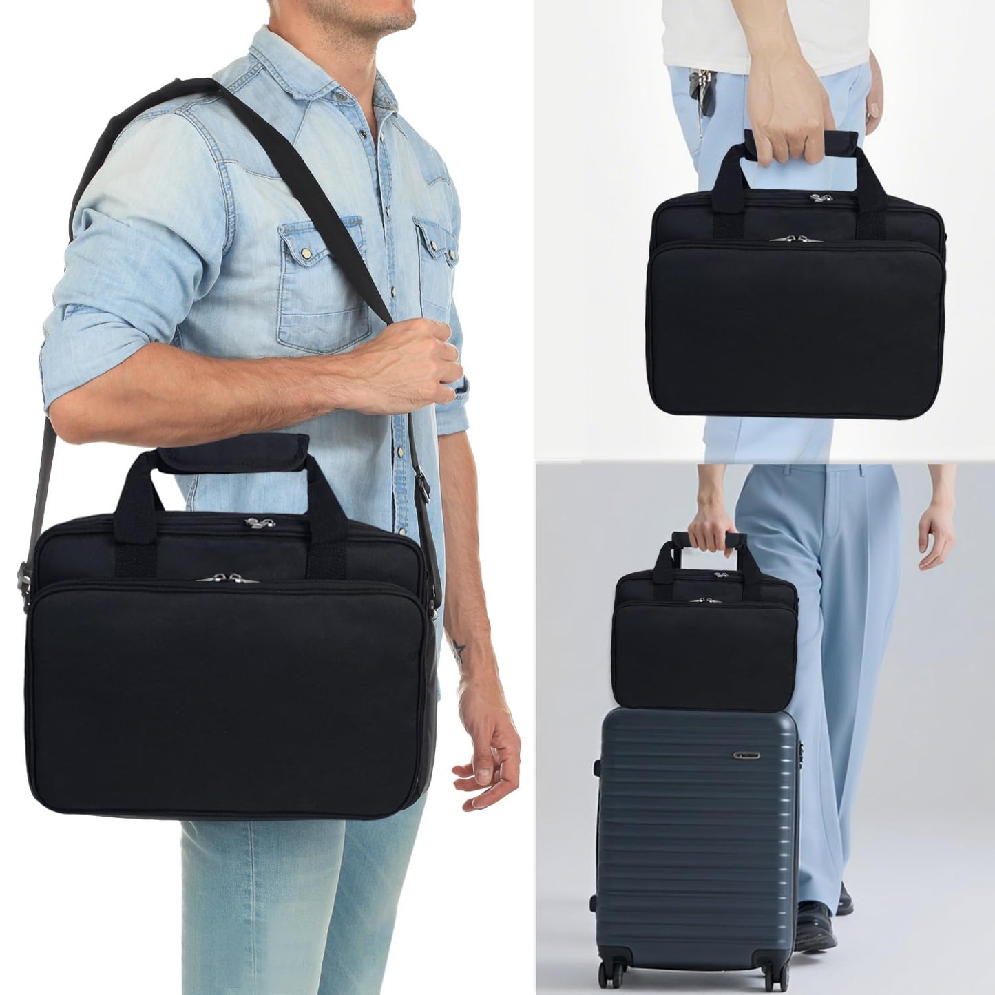 Jenlan Barber Tool Bag - 13.9x3.94x11.02in Travel Case for Hair Clippers & Trimmers, Portable Storage Organizer with Multiple Pockets for Combs, Razors & Barber Supplies(Soft-shell,ONLY BAG)